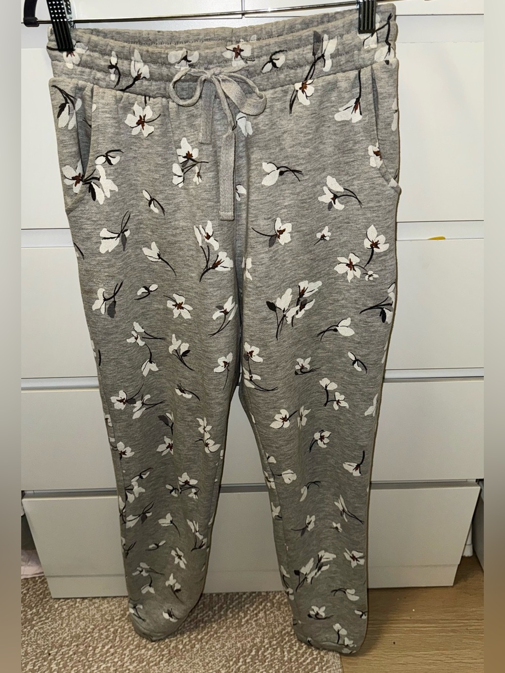 O’Neill Grey Floral Print Joggers Comfortable Everyday Sweatpants Size Small